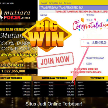 Bukti Withdraw (14.550.553- ) Member Setia Mutiarapoker