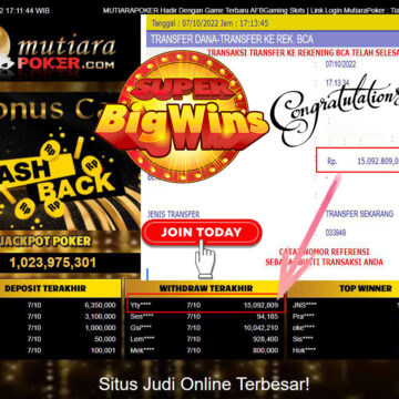 Bukti Withdraw (15.092.809- ) Member Setia Mutiarapoker