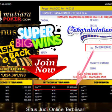 Bukti Withdraw (16.000.000- ) Member Setia Mutiarapoker