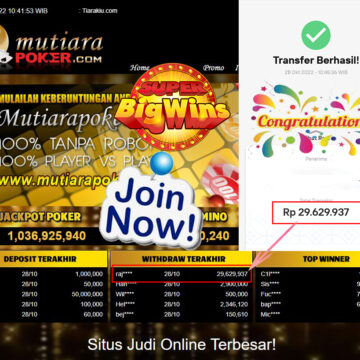 Bukti Withdraw (29.629.937- ) Member Setia Mutiarapoker