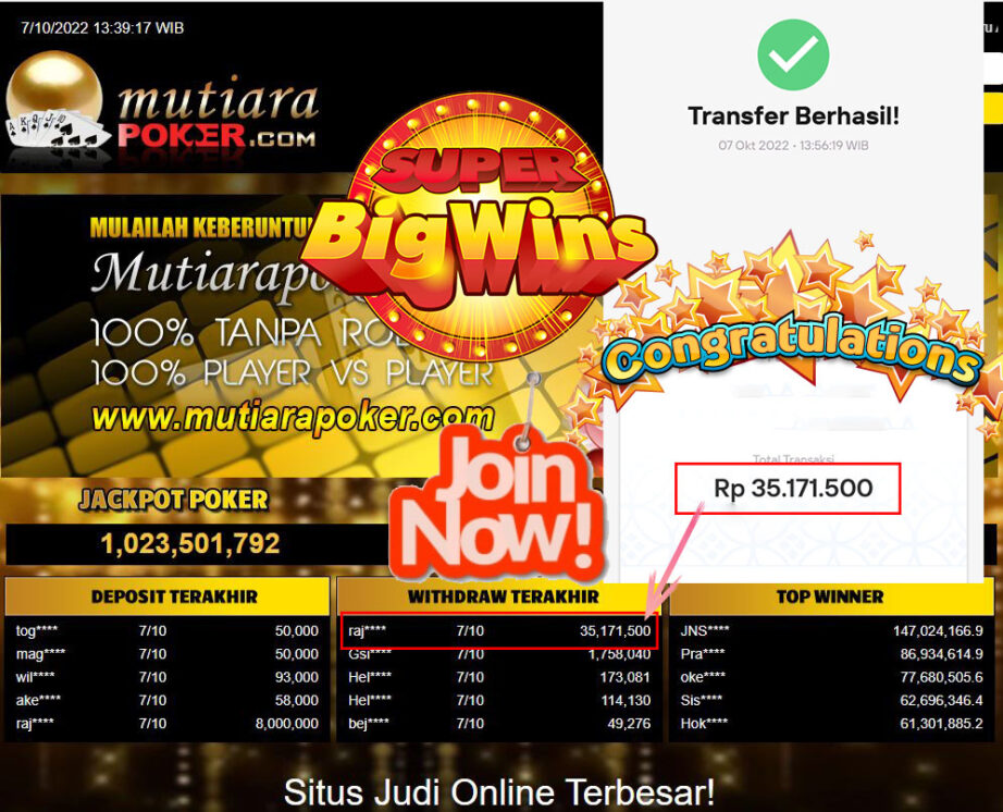 Bukti Withdraw (35.171.500- ) Member Setia Mutiarapoker