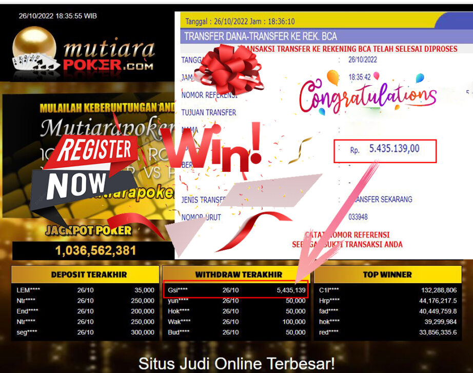 Bukti Withdraw (5.435.139- ) Member Setia Mutiarapoker