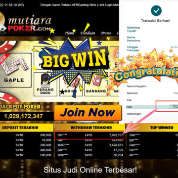 Bukti Withdraw (7.022.107- ) Member Setia Mutiarapoker