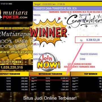 Bukti Withdraw (8.308.921- ) Member Setia Mutiarapoker