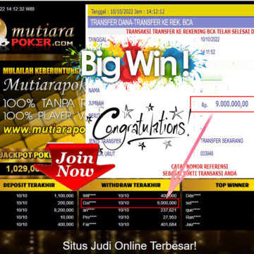 Bukti Withdraw (9.000.000- ) Member Setia Mutiarapoker