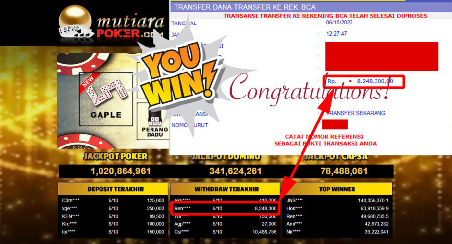 Bukti Withdraw (8.248.300- ) Member Setia Mutiarapoker