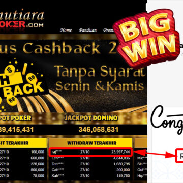 Bukti Withdraw (23.997.744- ) Member Setia Mutiarapoker