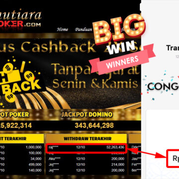 Bukti Withdraw (52.263.436- ) Member Setia Mutiarapoker