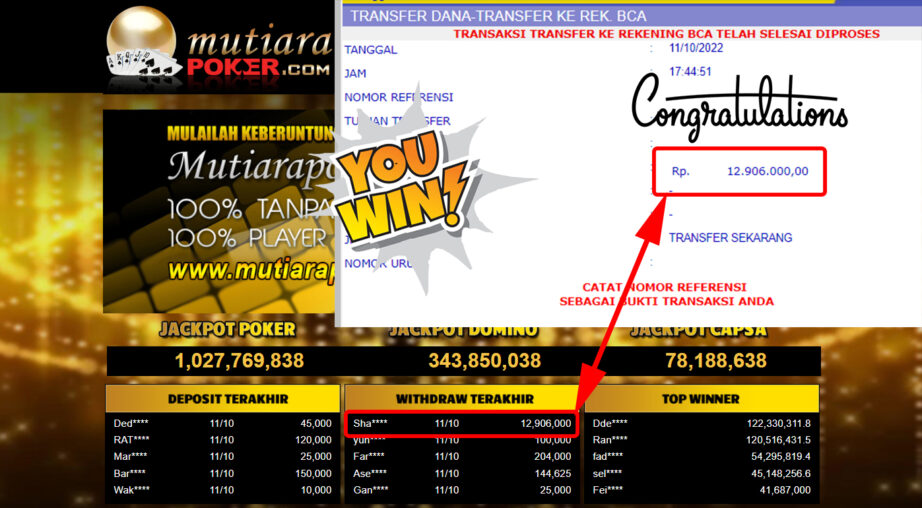 Bukti Withdraw (12.906.000- ) Member Setia Mutiarapoker