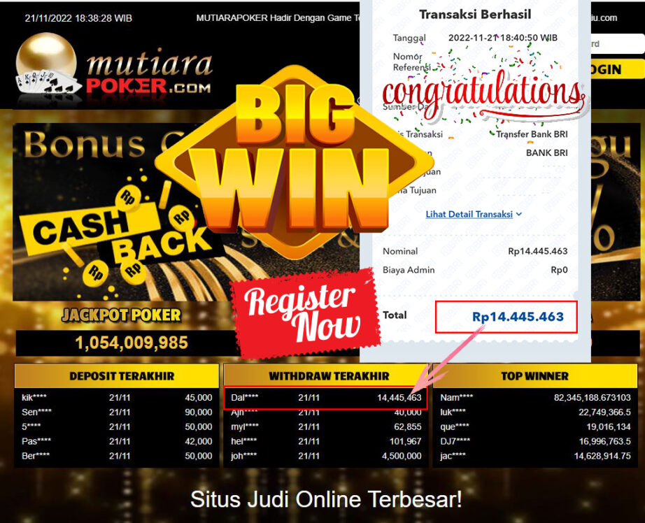 Bukti Withdraw (14.445.463- ) Member Setia Mutiarapoker