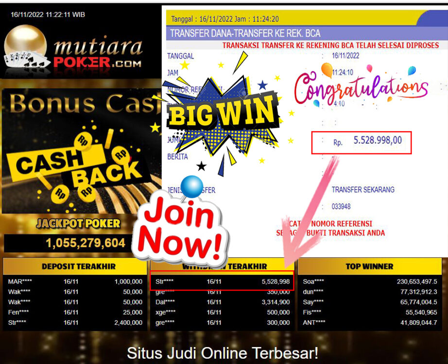 Bukti Withdraw (5.528.998- ) Member Setia Mutiarapoker