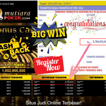 Bukti Withdraw (6.784.834- ) Member Setia Mutiarapoker