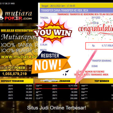 Bukti Withdraw (6.717.958- ) Member Setia Mutiarapoker