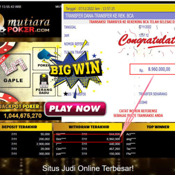 Bukti Withdraw (8.960.000- ) Member Setia Mutiarapoker