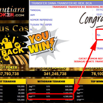 Bukti Withdraw (4.300.000- ) Member Setia Mutiarapoker