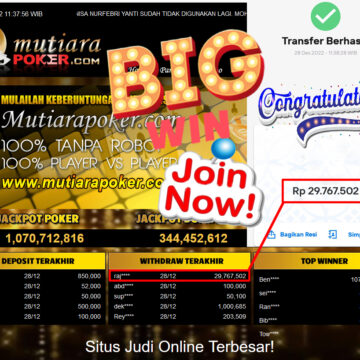 Bukti Withdraw (29.767.502.- ) Member Setia Mutiarapoker