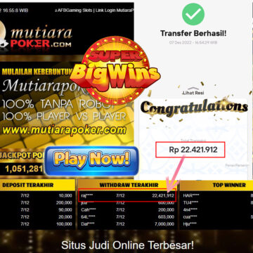 Bukti Withdraw (22.421.912- ) Member Setia Mutiarapoker