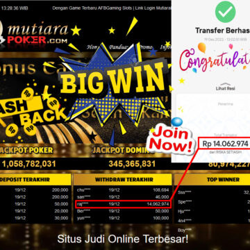 Bukti Withdraw (14.062.974- ) Member Setia Mutiarapoker