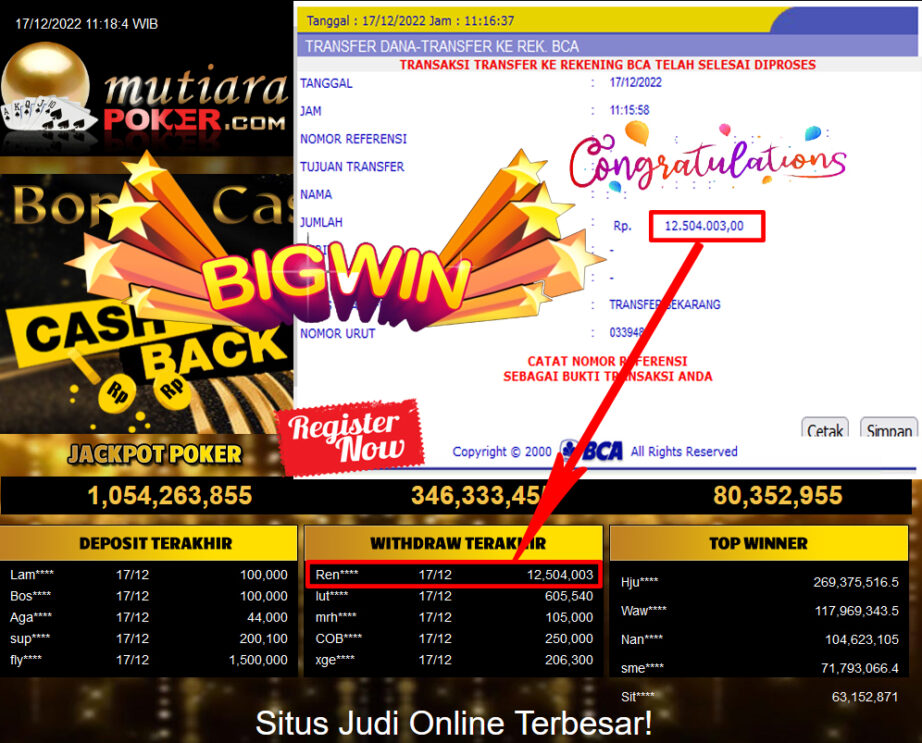 Bukti Withdraw (12.504.003- ) Member Setia Mutiarapoker