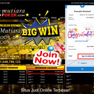 Bukti Withdraw (12,000,000- ) Member Setia Mutiarapoker