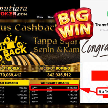 Bukti Withdraw (14.400.088.- ) Member Setia Mutiarapoker