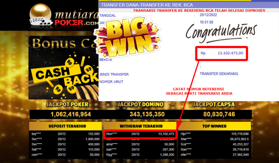 Bukti Withdraw (13.0102.473- ) Member Setia Mutiarapoker