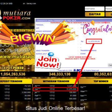 Bukti Withdraw (11.273.333- ) Member Setia Mutiarapoker