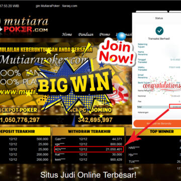 Bukti Withdraw (21,050,401- ) Member Setia Mutiarapoker