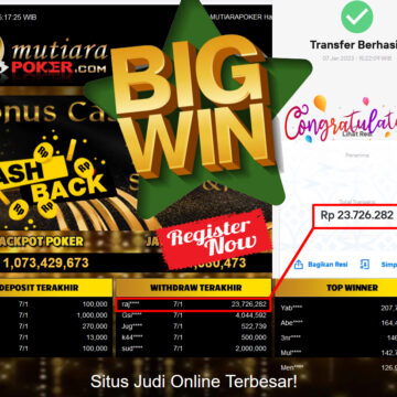 Bukti Withdraw (23.726.282.- ) Member Setia Mutiarapoker