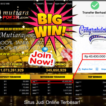 Bukti Withdraw (43.430.000.- ) Member Setia Mutiarapoker