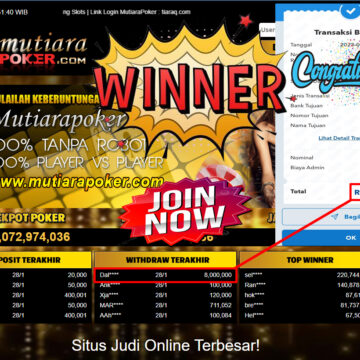 Bukti Withdraw (8.000.000.- ) Member Setia Mutiarapoker