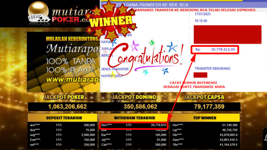 Bukti Withdraw (20.778.612.- ) Member Setia Mutiarapoker