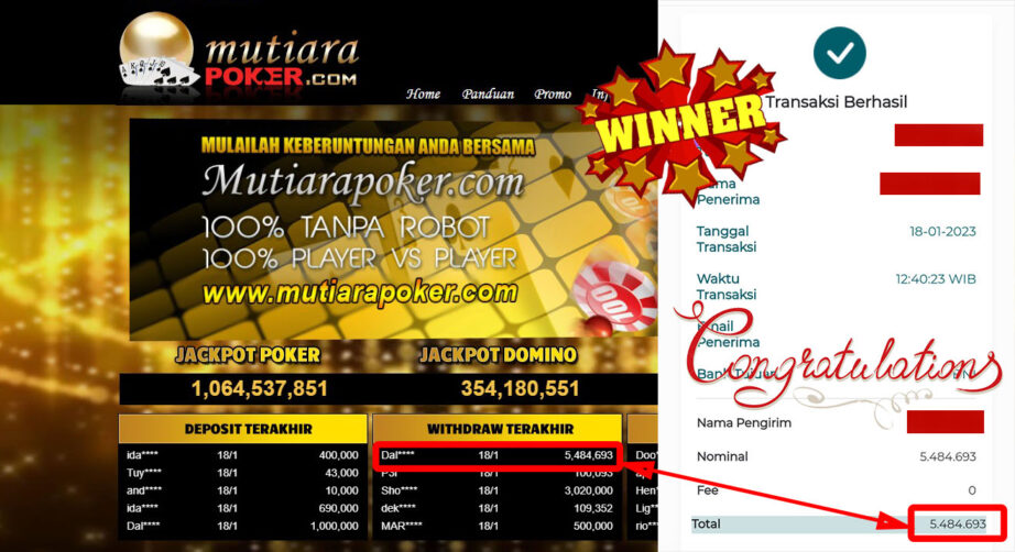 Bukti Withdraw (5.484.693.- ) Member Setia Mutiarapoker