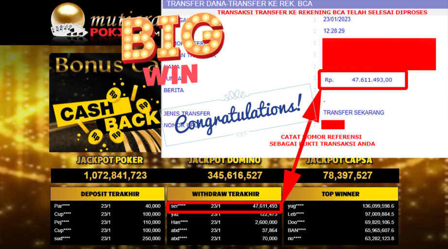 Bukti Withdraw (47.611.493.- ) Member Setia Mutiarapoker