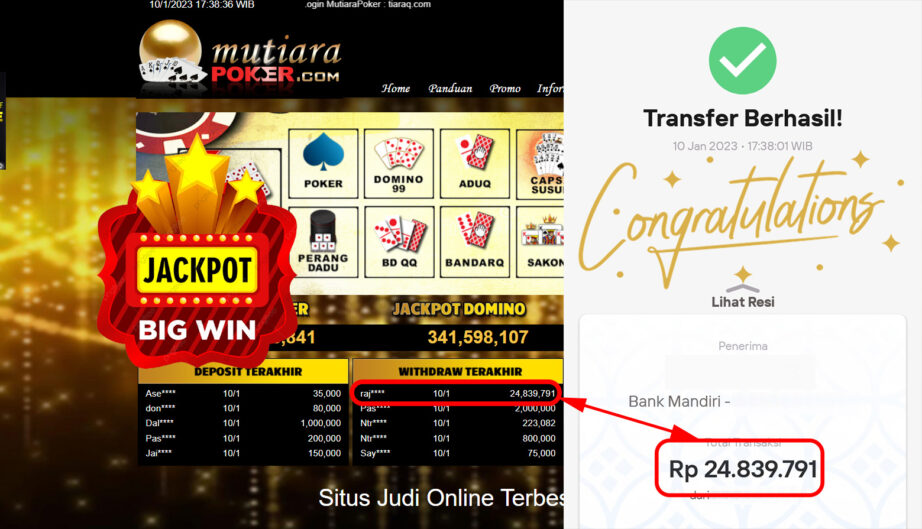 Bukti Withdraw (24.839.791.- ) Member Setia Mutiarapoker