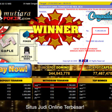 Bukti Withdraw (7.196.600- ) Member Setia Mutiarapoker