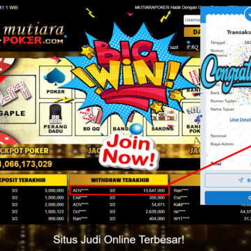 Bukti Withdraw (13.647.000- ) Member Setia Mutiarapoker