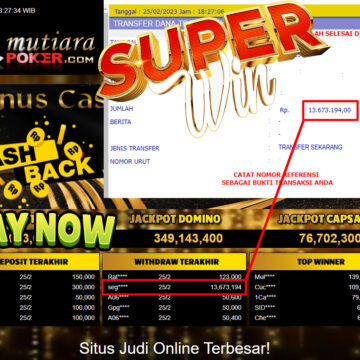 Bukti Withdraw (13,673,194- ) Member Setia Mutiarapoker