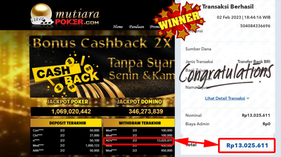 Bukti Withdraw (13.025.611- ) Member Setia Mutiarapoker