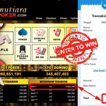 Bukti Withdraw (9.000.000- ) Member Setia Mutiarapoker