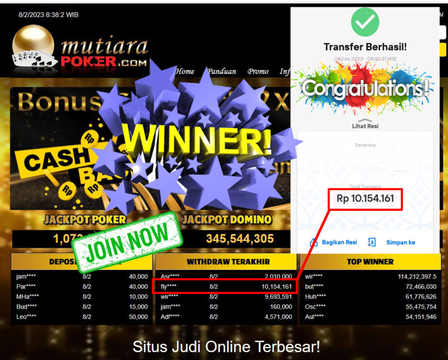 Bukti Withdraw (10.154.161- ) Member Setia Mutiarapoker