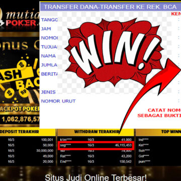 Bukti Withdraw (46,115,453- ) Member Setia Mutiarapoker