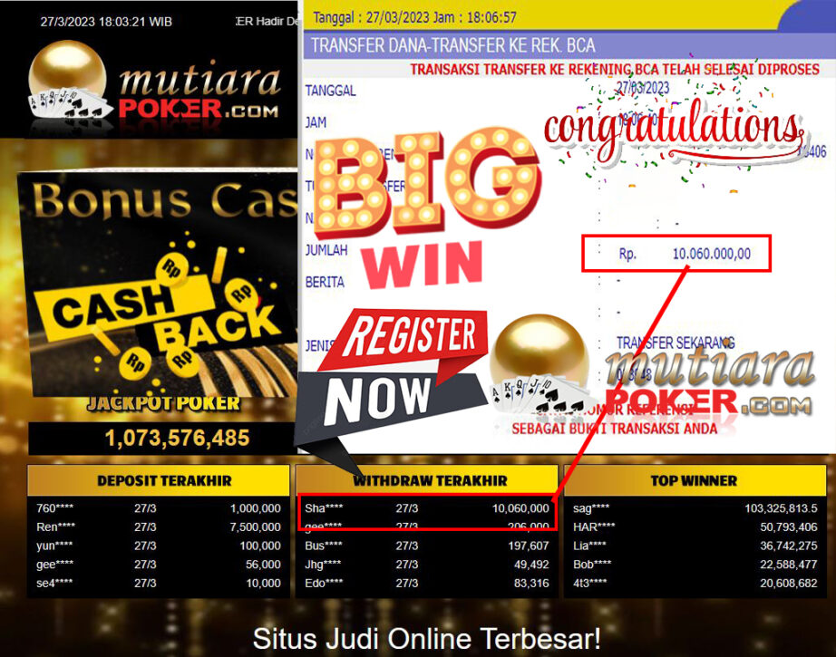 Bukti Withdraw (10,060,000- ) Member Setia Mutiarapoaker