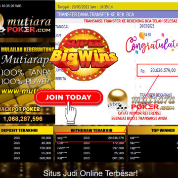 Bukti Withdraw (20,636,579-) Member Setia Mutiarapoker