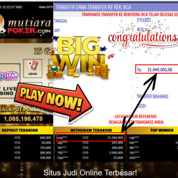 Bukti Withdraw (21.945.000- ) Member Setia Mutiarapoker