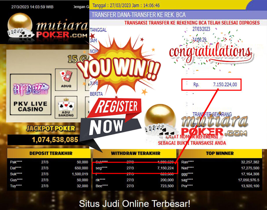 Bukti Withdraw (7,150,224- ) Member Setia Mutiarapoaker