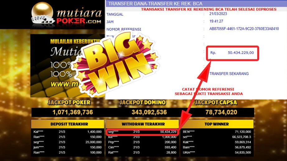 Bukti Withdraw (50.434.229-) Member Setia Mutiarapoker