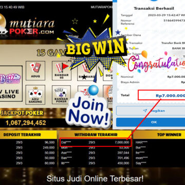 Bukti Withdraw (7,000,000- ) Member Setia Mutiarapoker