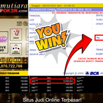 Bukti Withdraw (10,646,954- ) Member Setia Mutiarapoker