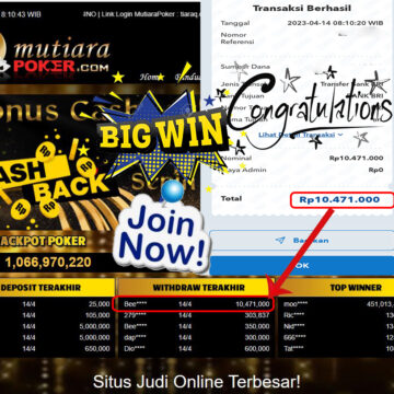 Bukti Withdraw (10,471,000- ) Member Setia Mutiarapoker